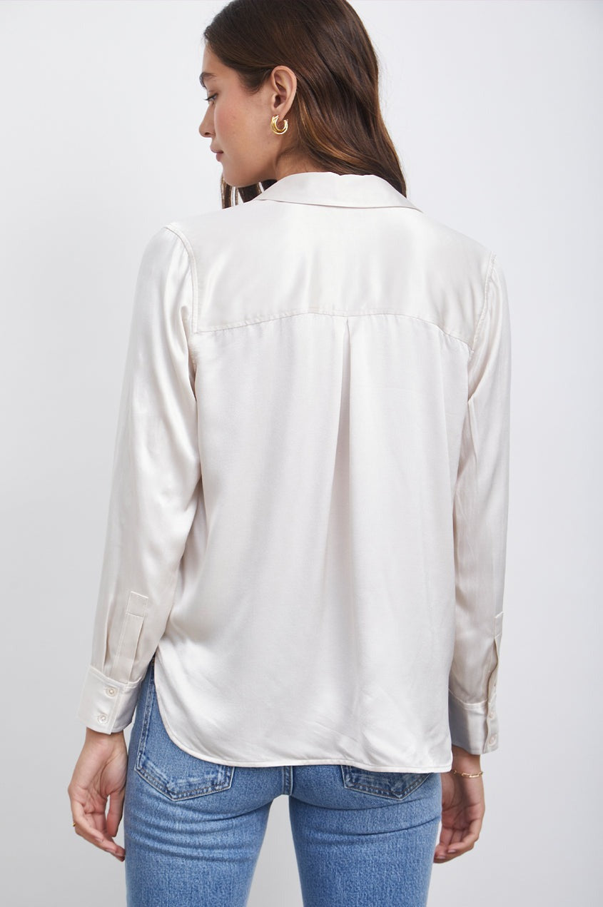 Ivory Satin Crepe Nissa Top