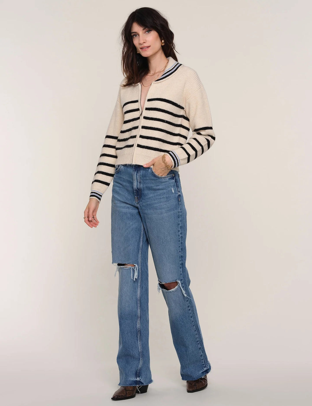 Ivory Black Stripe Sparrow Cardigan