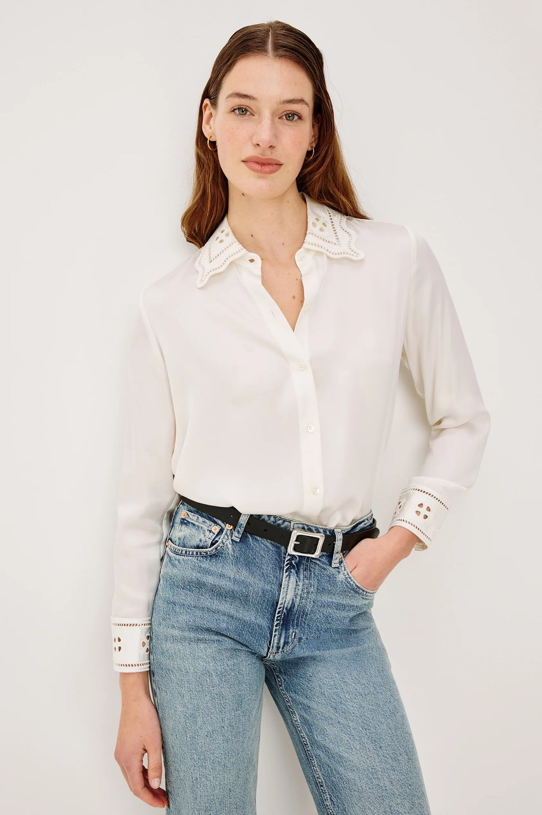 Ivory Eyelet Clarise Shirt