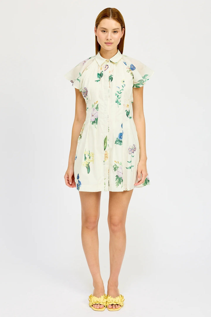 Ivory Multi Ashley Mini Shirt Dress