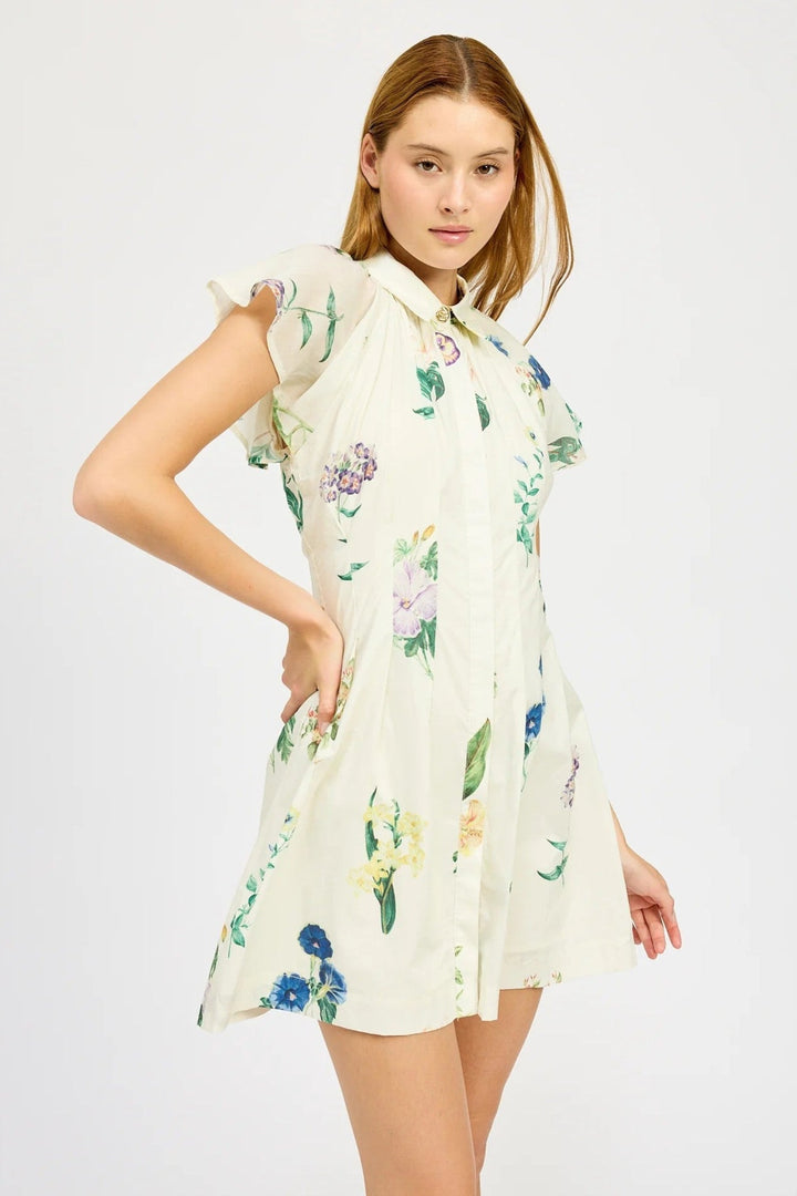 Ivory Multi Ashley Mini Shirt Dress