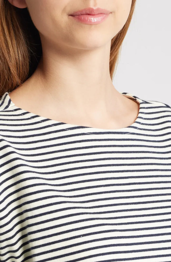 Ivory Navy Micro Stripe Macy Top