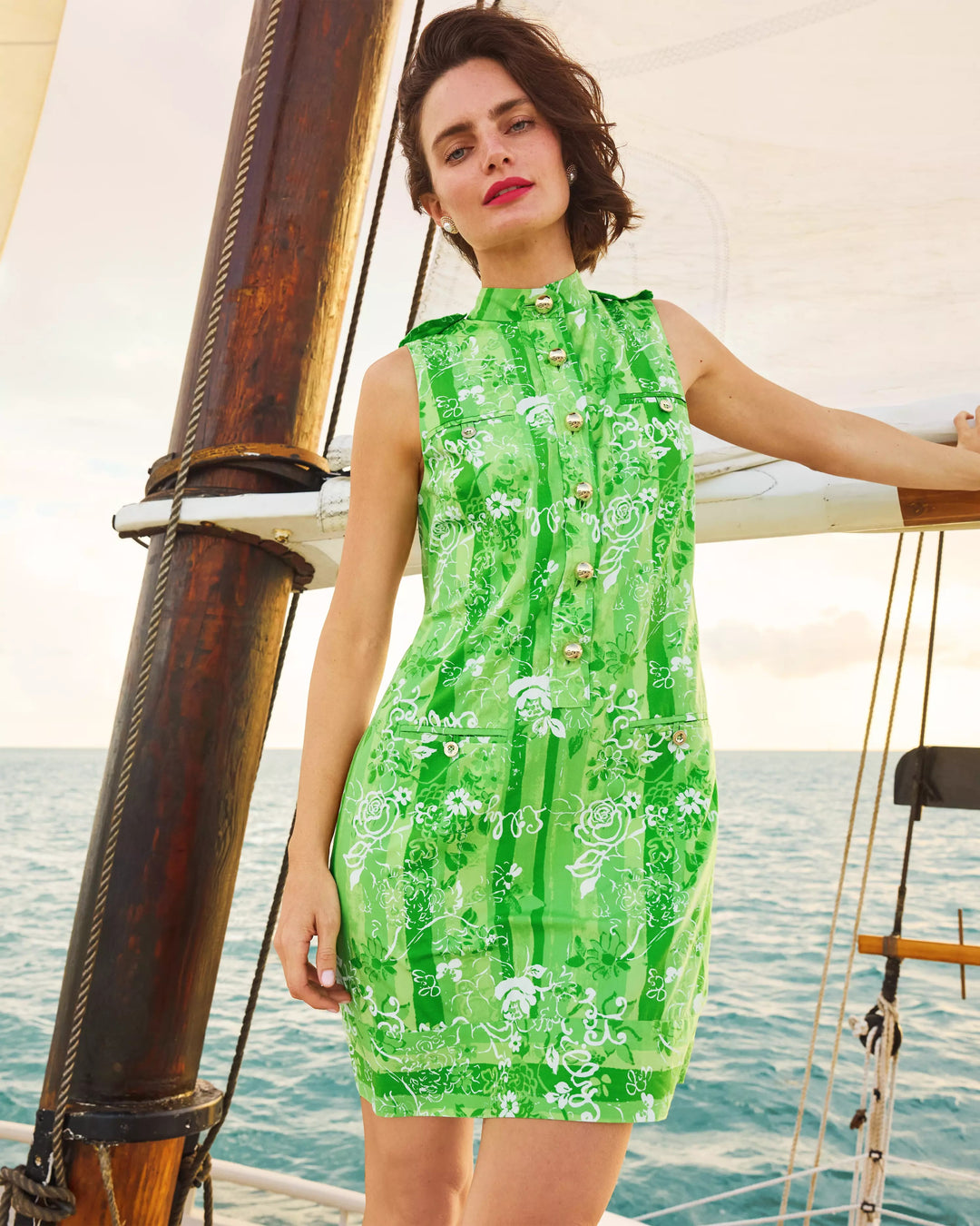 Jackfruit Green Roseys Petals Zorella Shift Dress