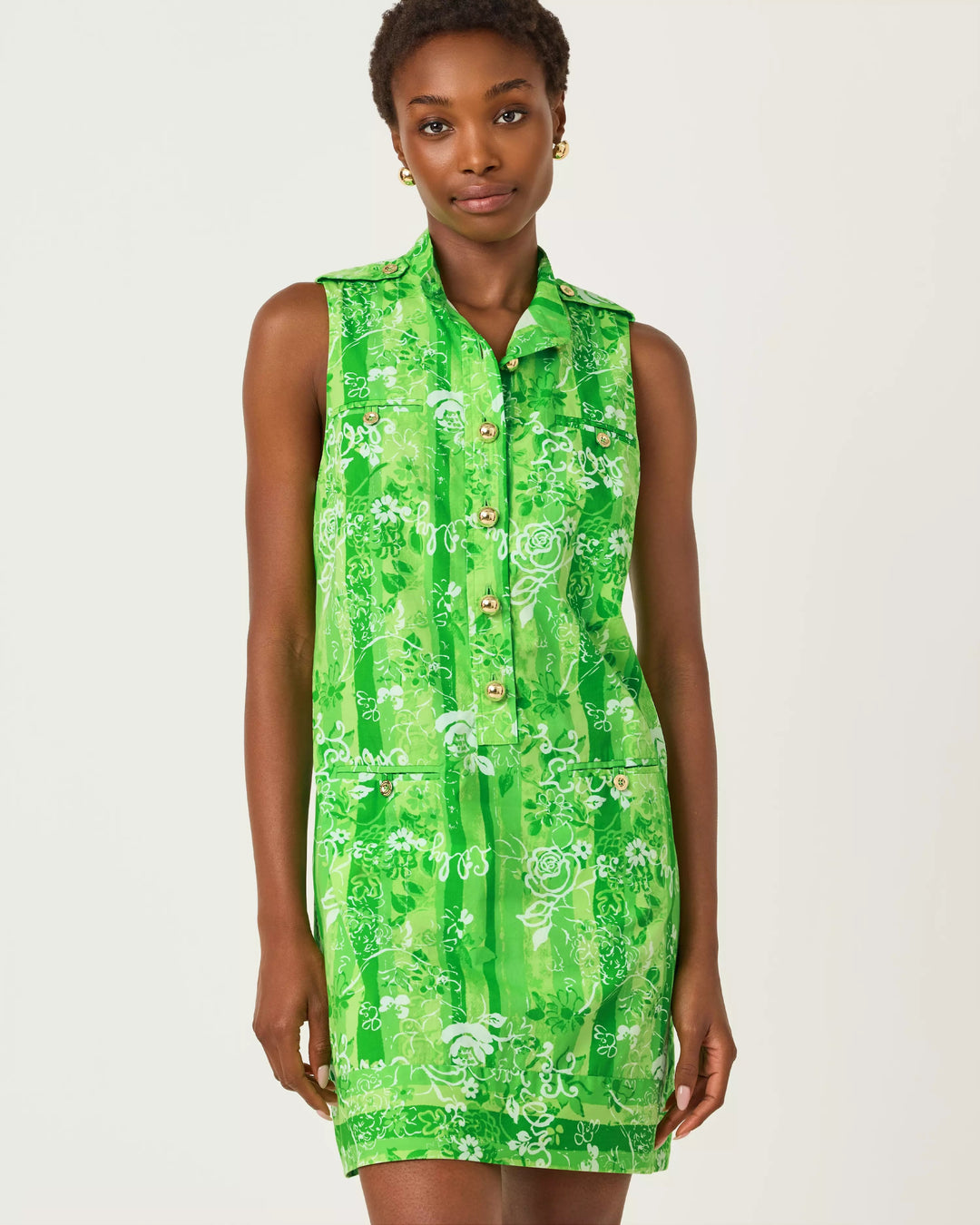 Jackfruit Green Roseys Petals Zorella Shift Dress