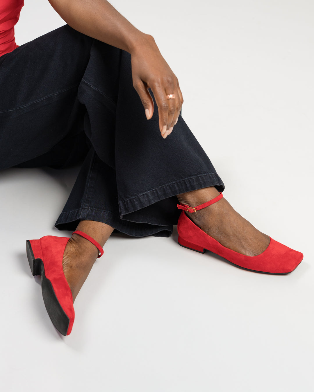 Jeffrey Campbell Red Suede Envious Ballet Pump