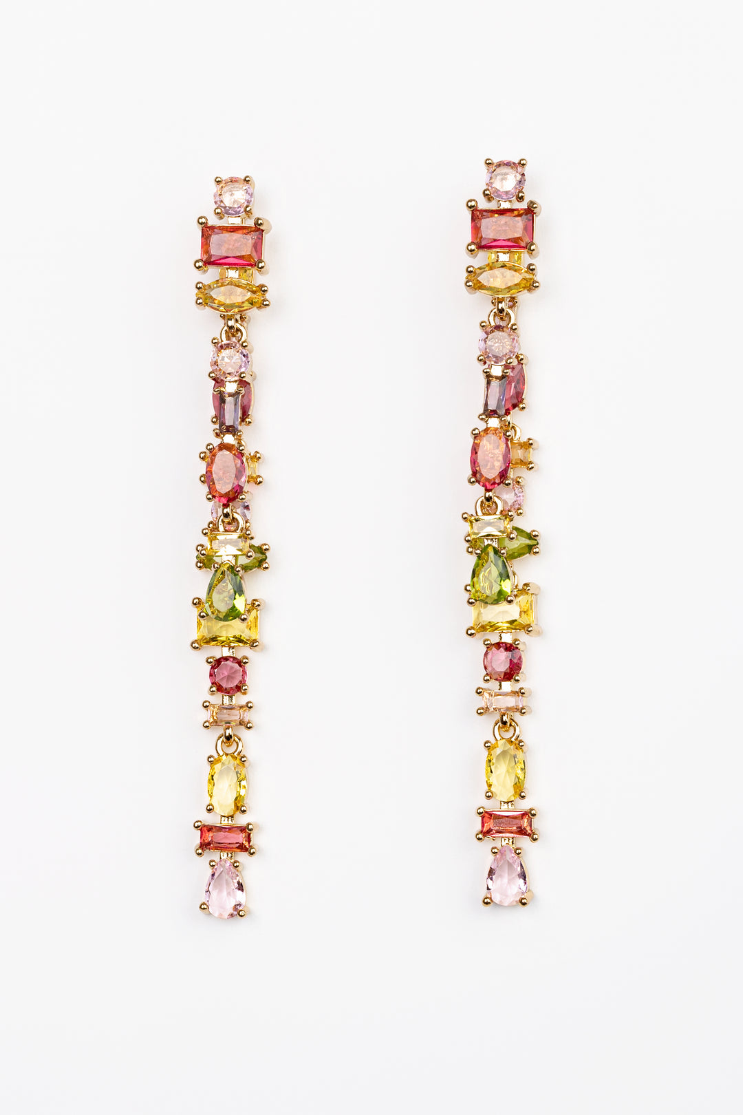 Jewel Toned Crystal Drop Earrings