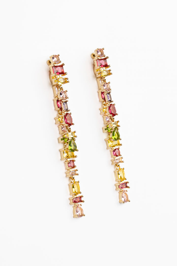 Jewel Toned Crystal Drop Earrings