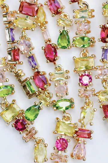 Jewel Toned Crystal Drop Earrings