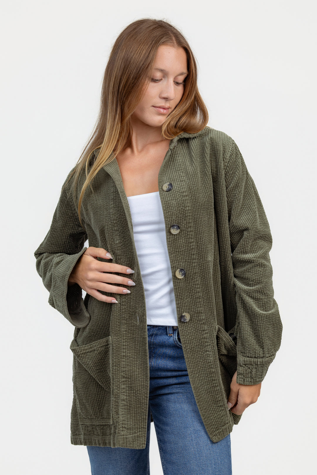 Kelp Lux Corduroy Car Coat