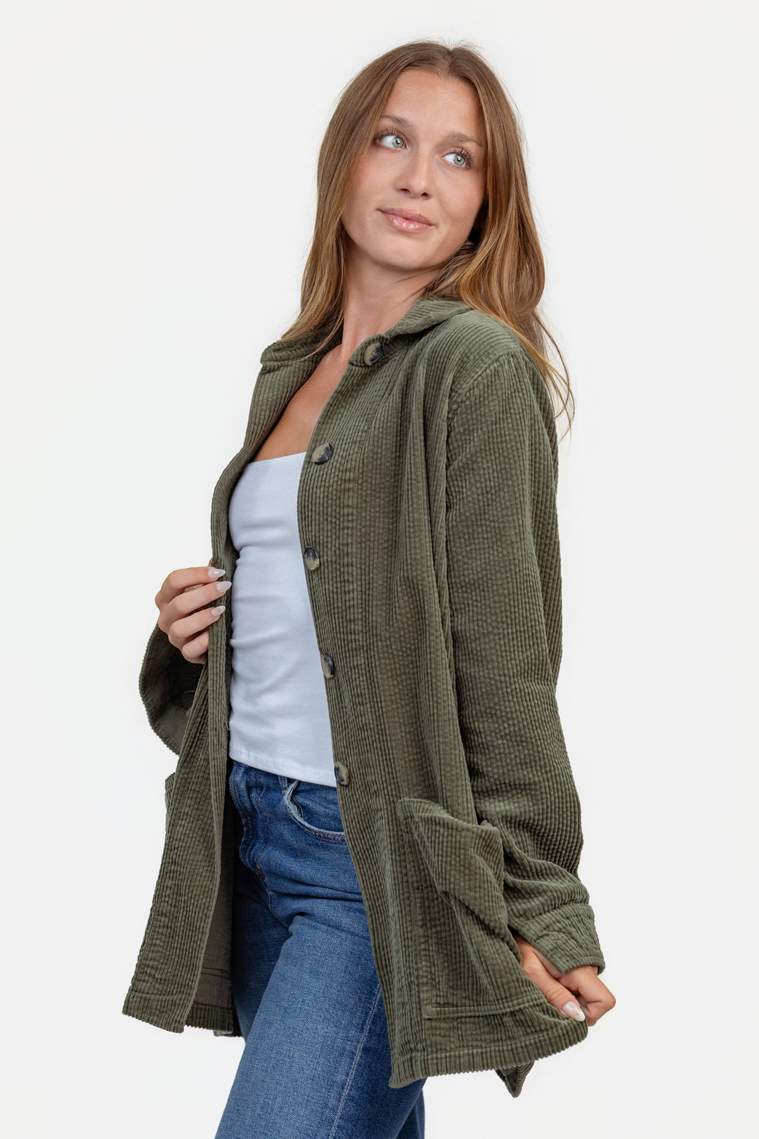 Kelp Lux Corduroy Car Coat