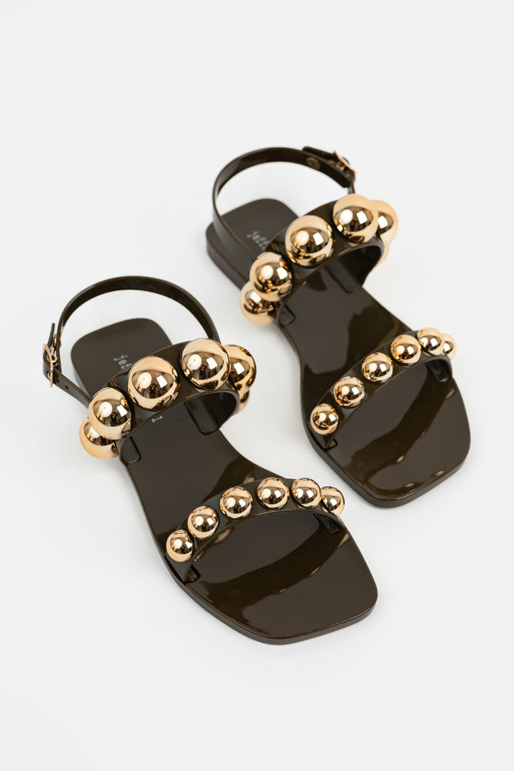 Khaki Gold Gum-Drop Sandal