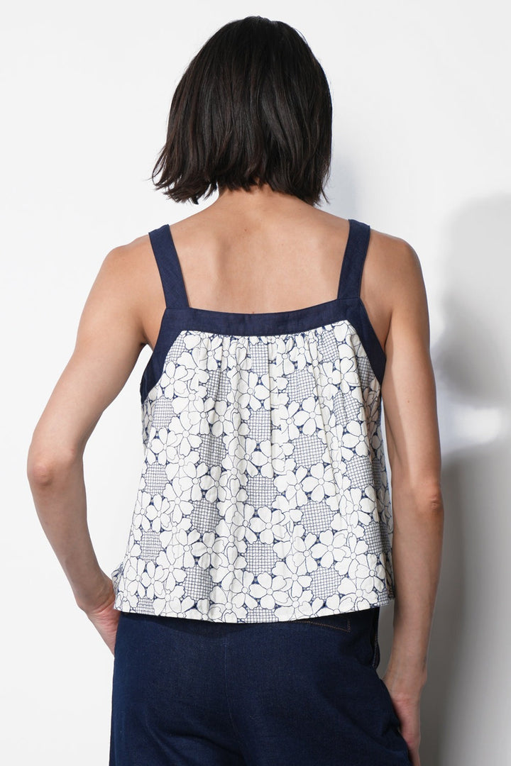 Laira Embroidered Tie Front Top