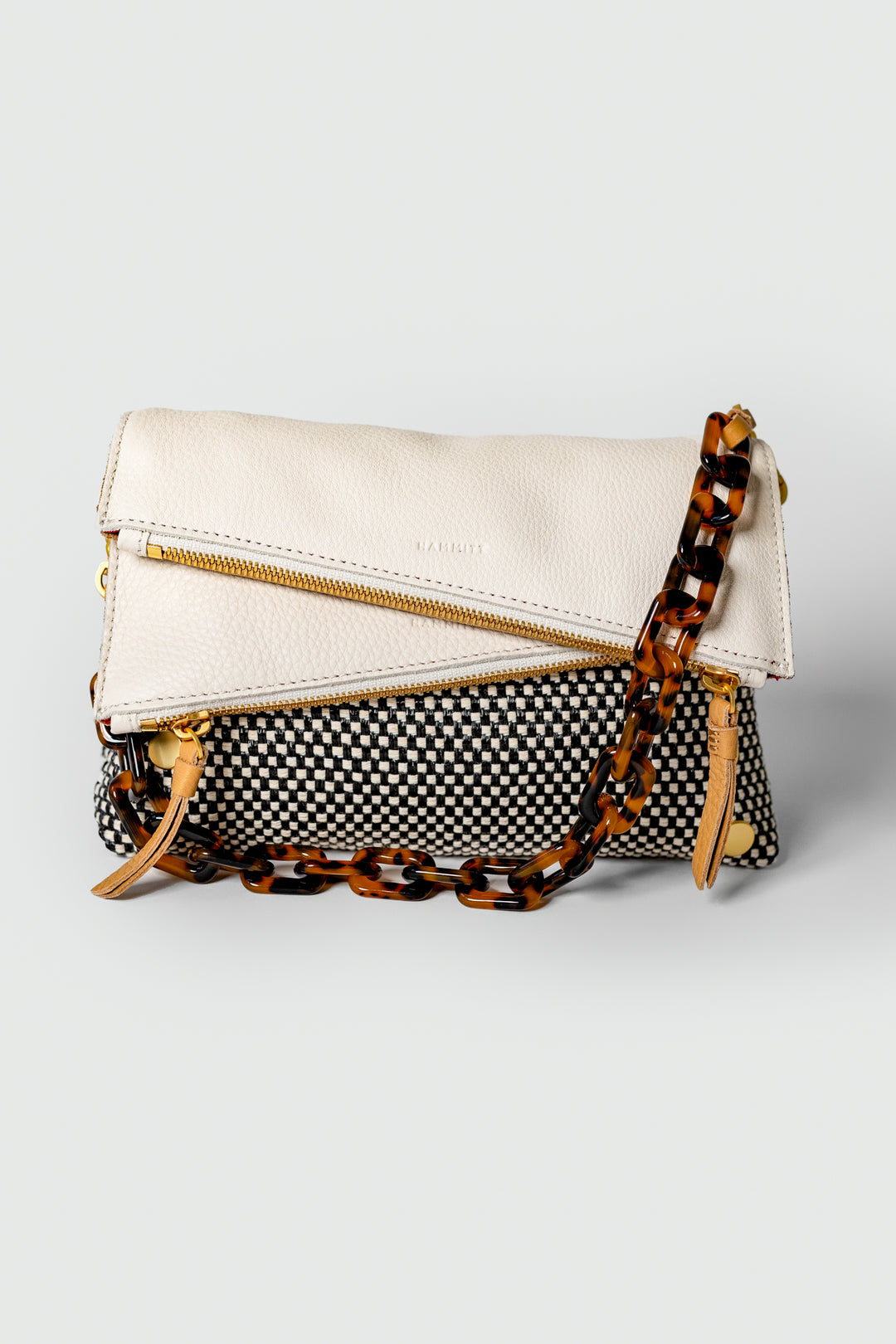 Leather And Raffia Dillon Small Crossbody Clutch