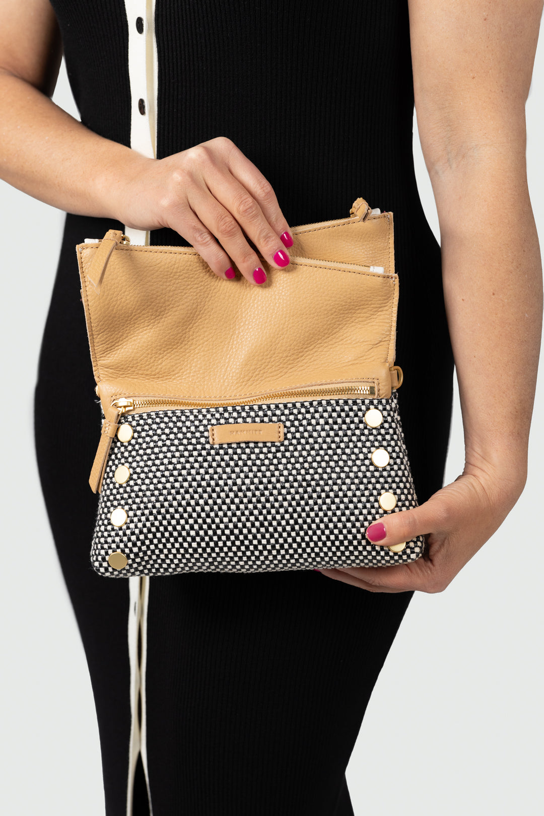 Leather And Raffia Dillon Small Crossbody Clutch