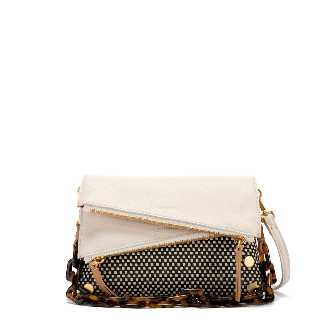 Leather And Raffia Dillon Small Crossbody Clutch