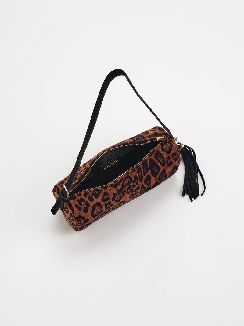 Leopard Kylie Barrel Shoulder Bag
