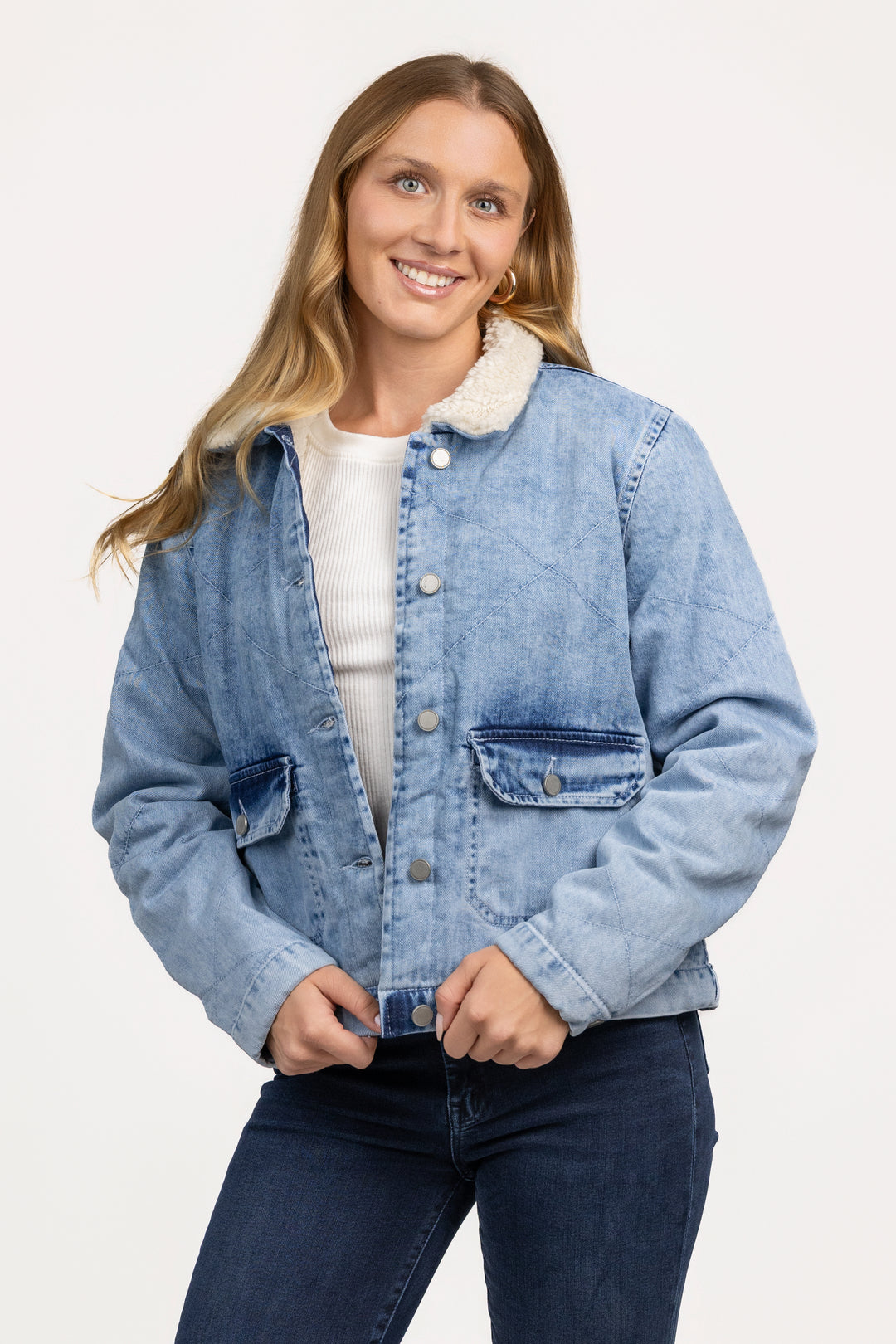 Light Indigo Denim Sherpa Jacket