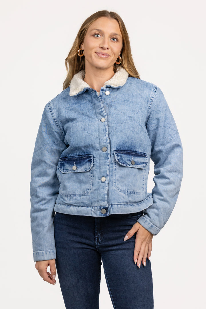 Light Indigo Denim Sherpa Jacket