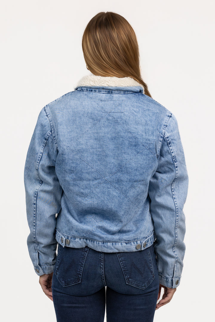 Light Indigo Denim Sherpa Jacket