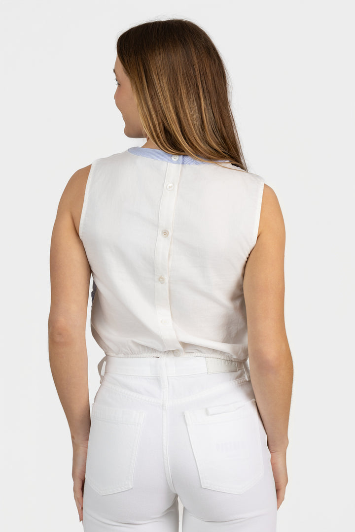 Light Blue Mixed Media Lucy Top