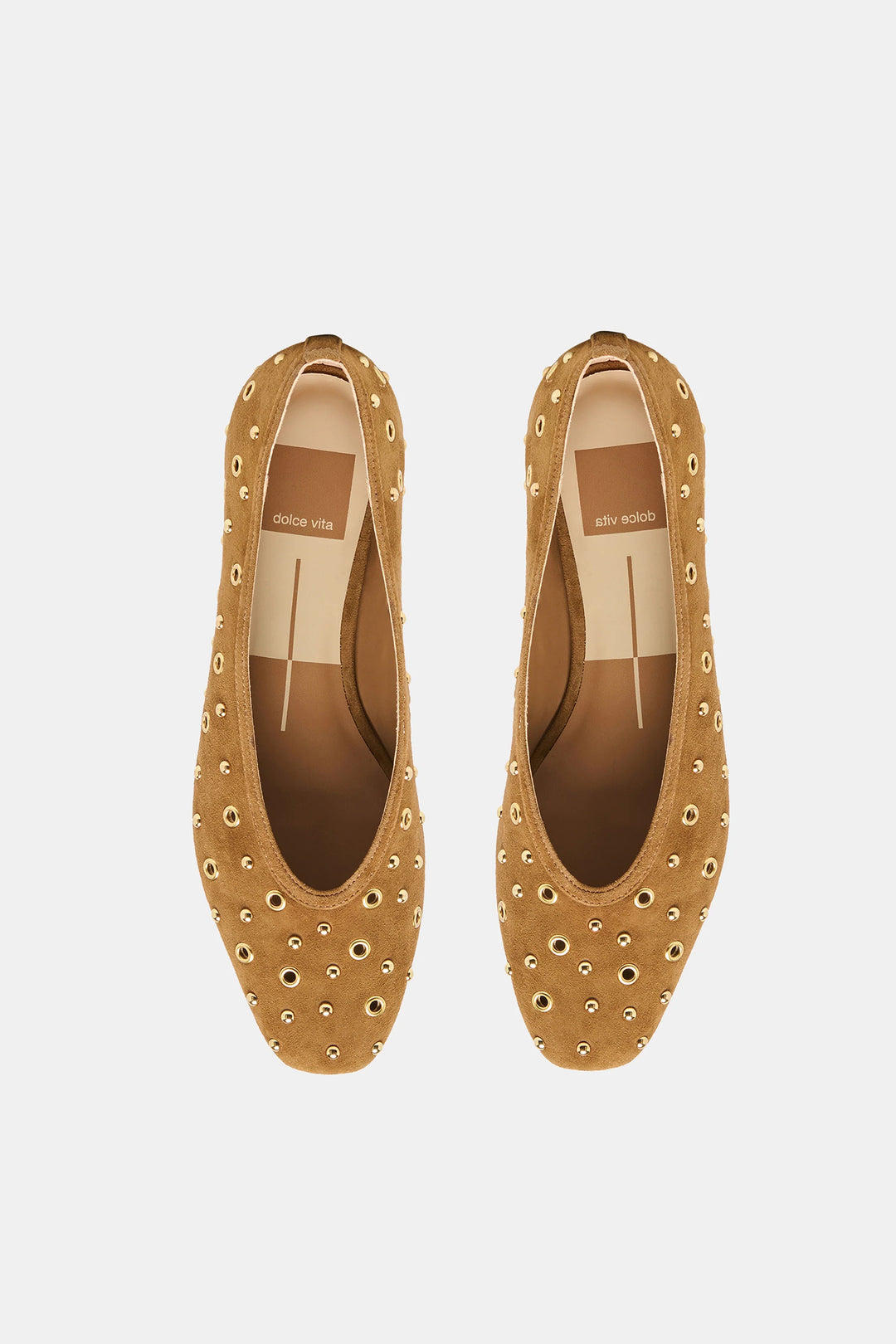 Light Brown Suede Caret Ballet Flats