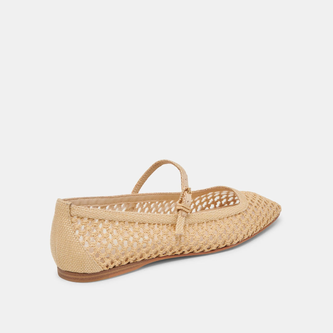 Light Natural Woven Raffia Reyes Ballet Flats