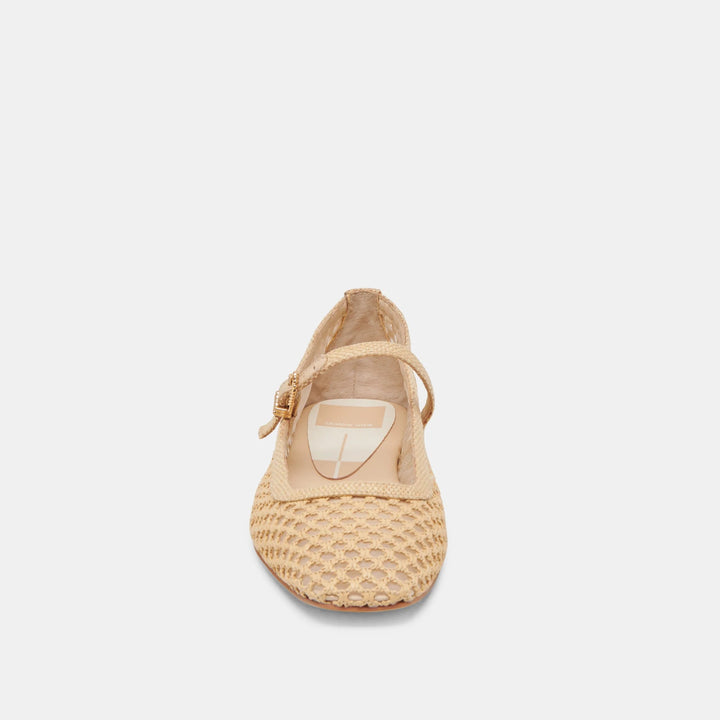 Light Natural Woven Raffia Reyes Ballet Flats