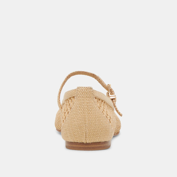 Light Natural Woven Raffia Reyes Ballet Flats