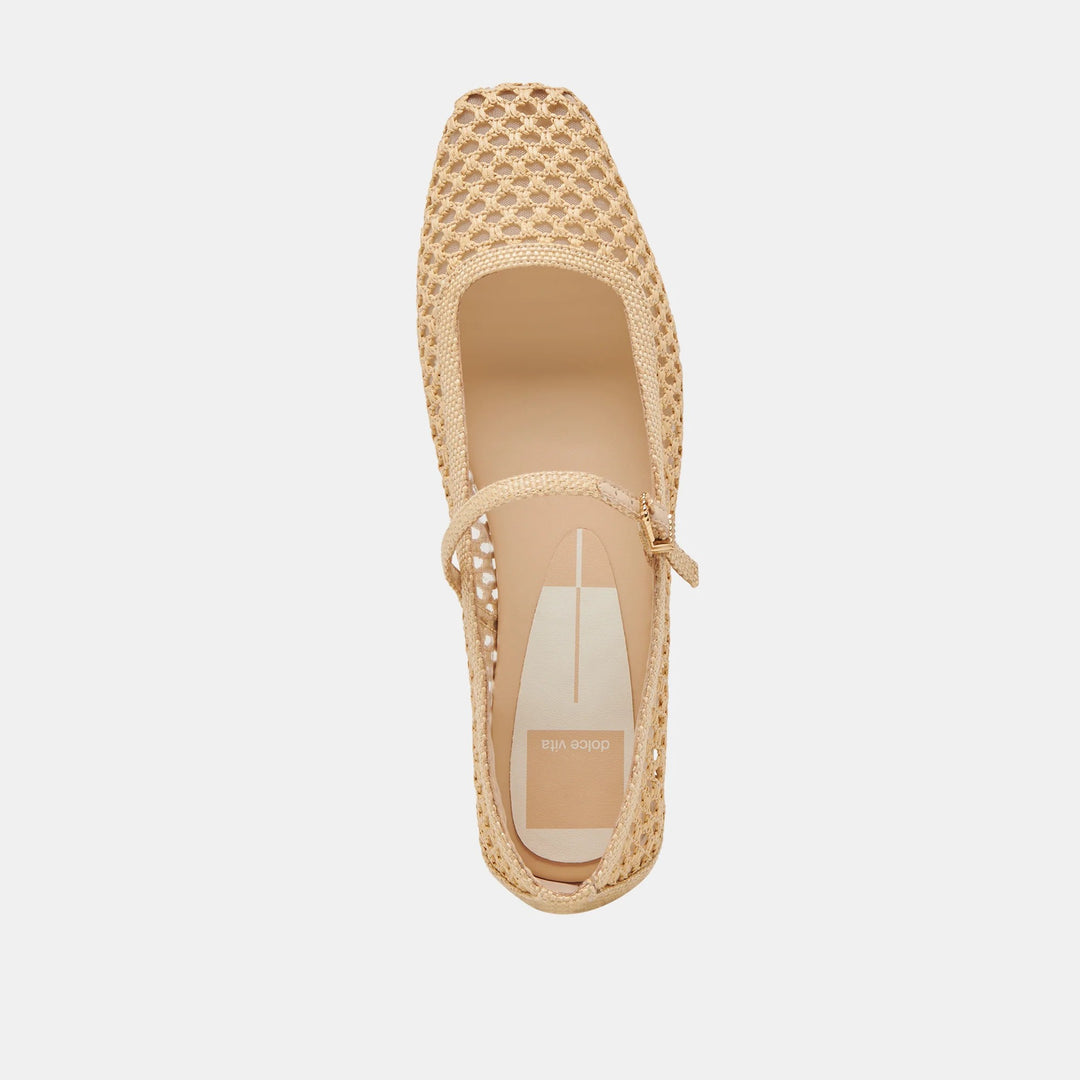 Light Natural Woven Raffia Reyes Ballet Flats
