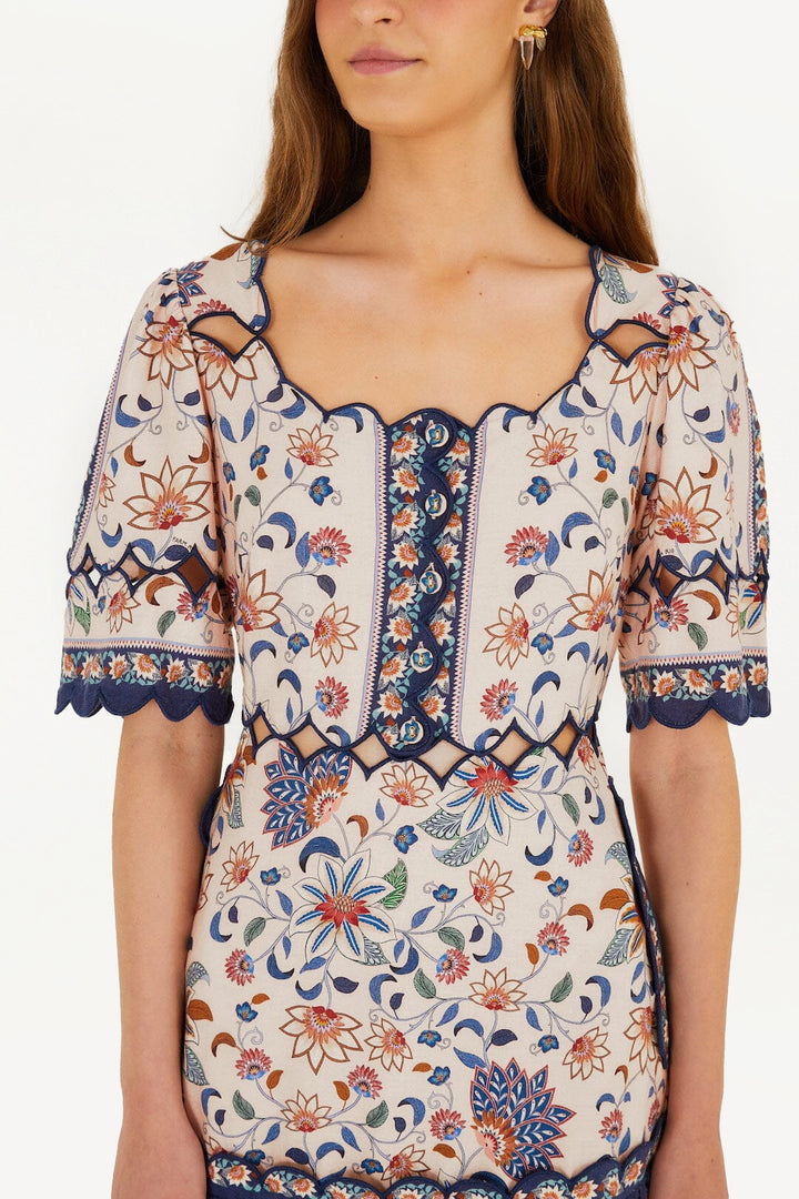 Light Pink Floral Delhi Tapestry Dress