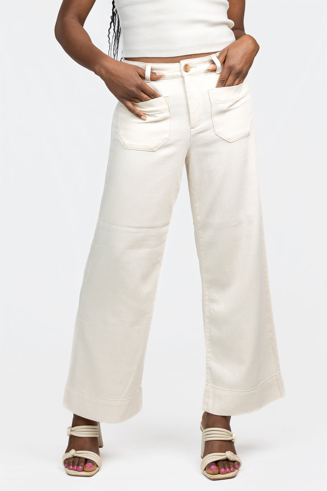 Macrame Cropped Wide Leg Marine Pant