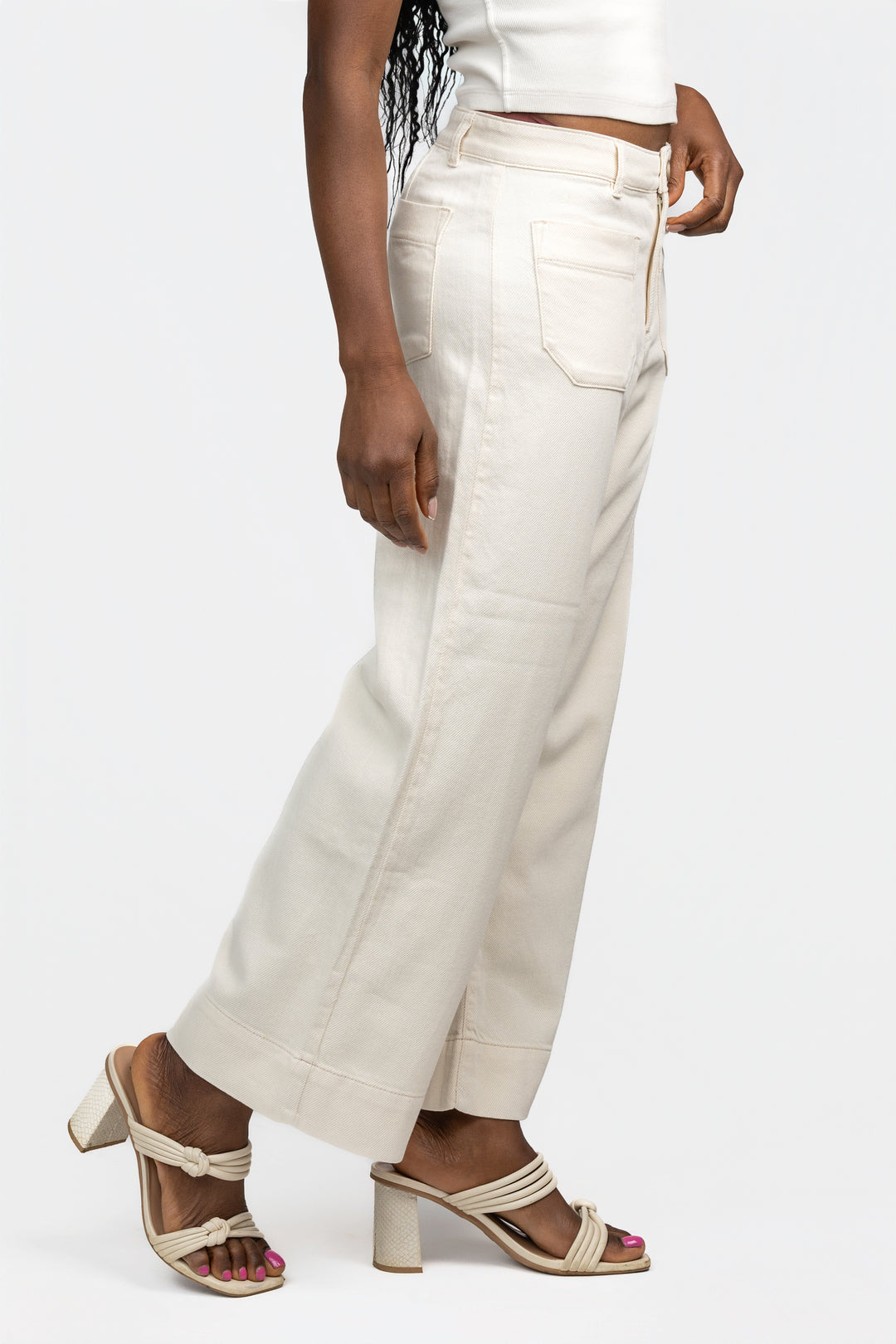 Macrame Cropped Wide Leg Marine Pant