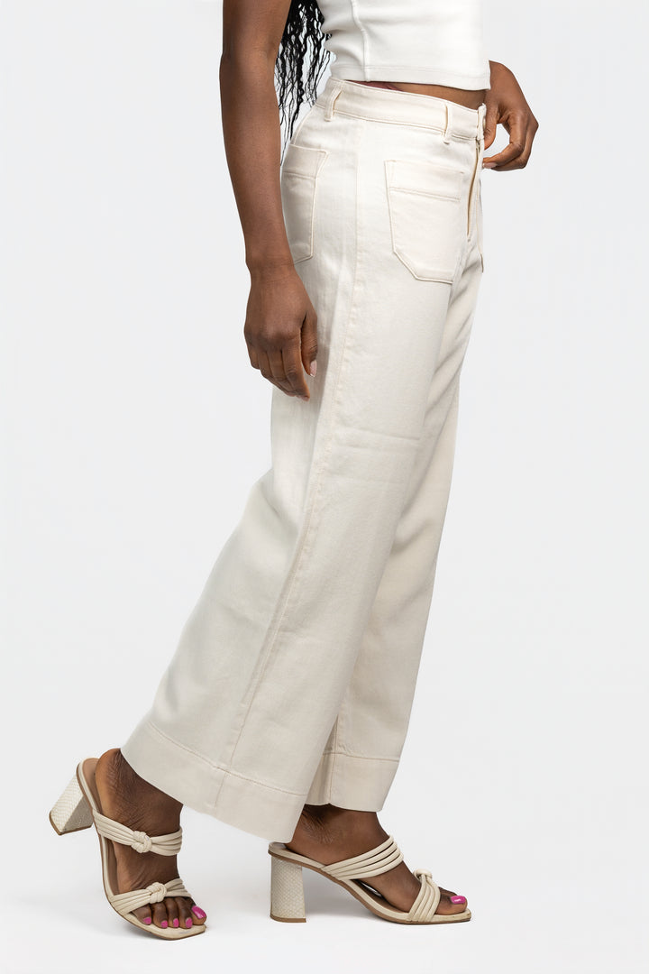 Macrame Cropped Wide Leg Marine Pant