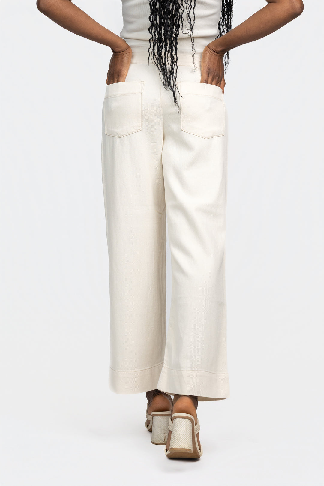 Macrame Cropped Wide Leg Marine Pant