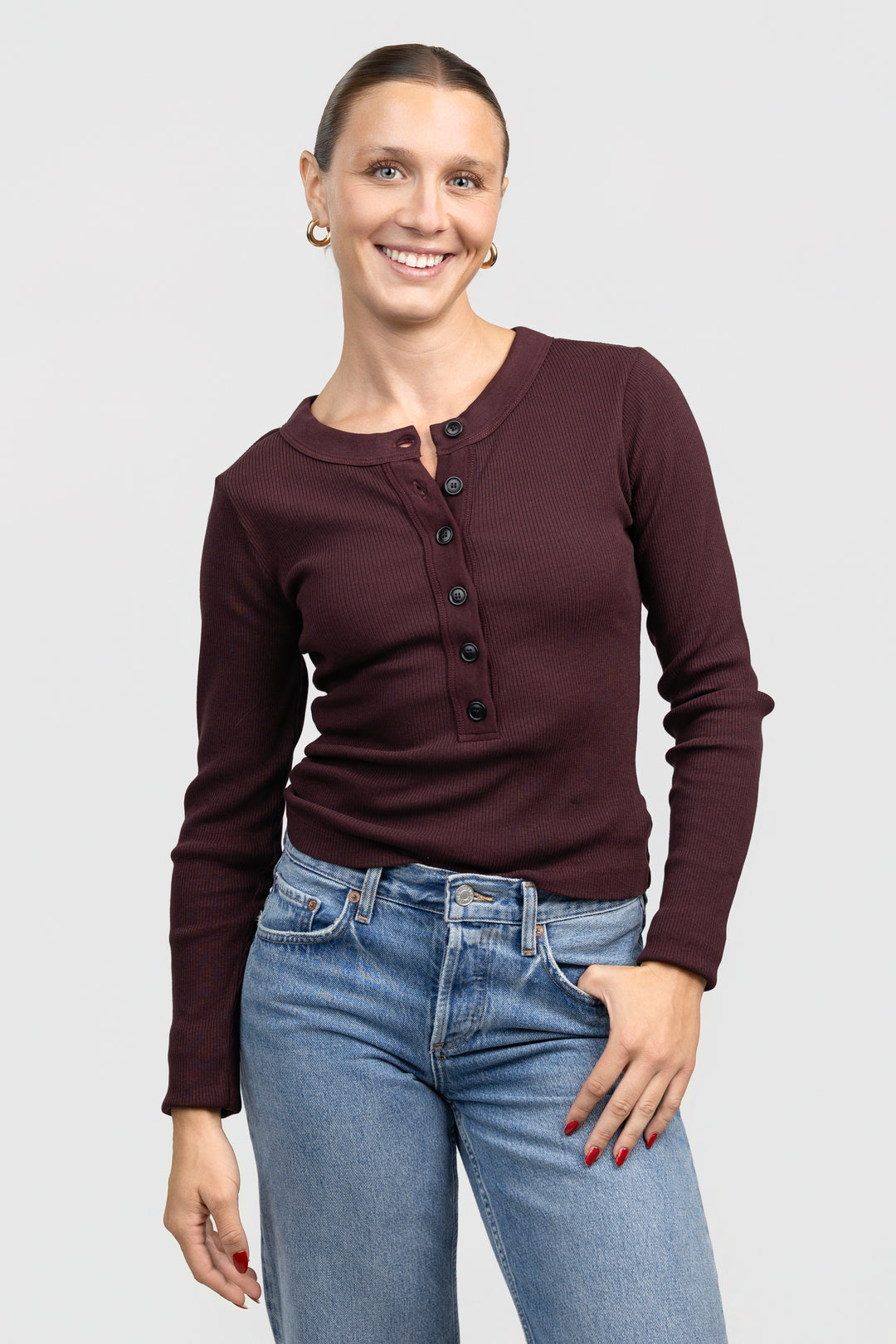 Mahogany Varra Henley Tee