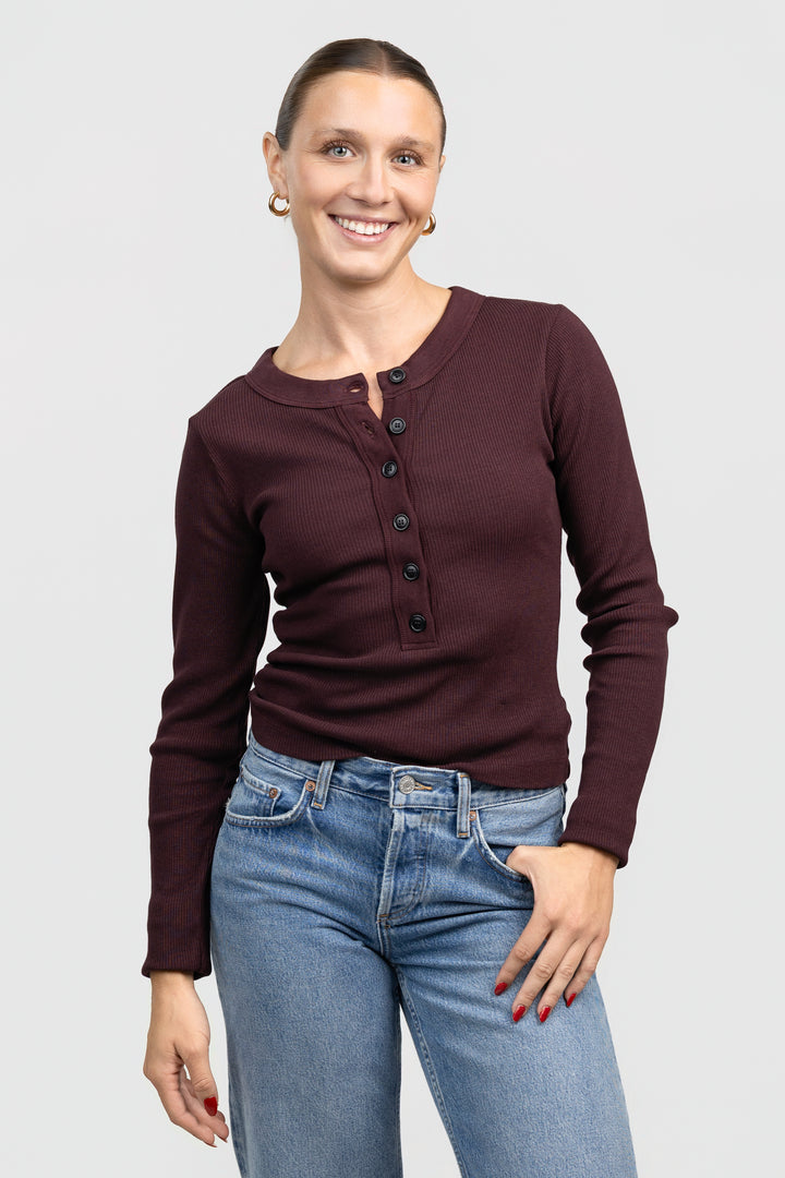 Mahogany Varra Henley Tee