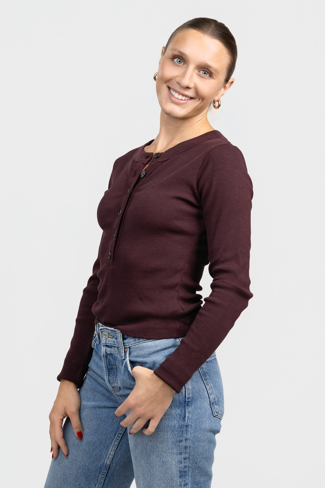 Mahogany Varra Henley Tee