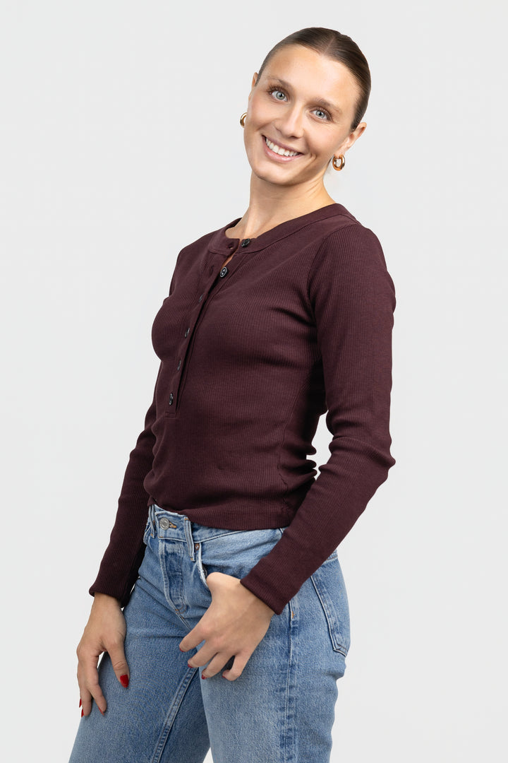 Mahogany Varra Henley Tee