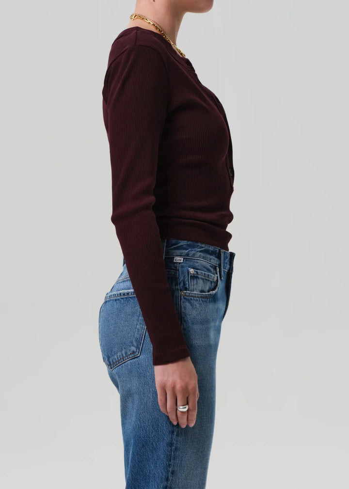 Mahogany Varra Henley Tee