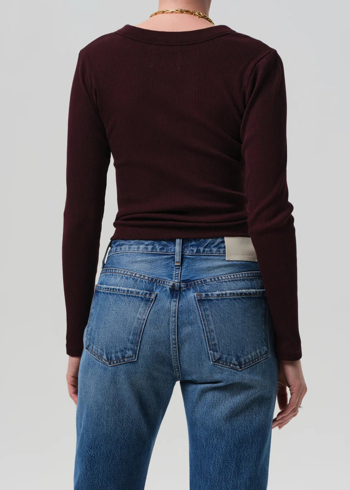 Mahogany Varra Henley Tee