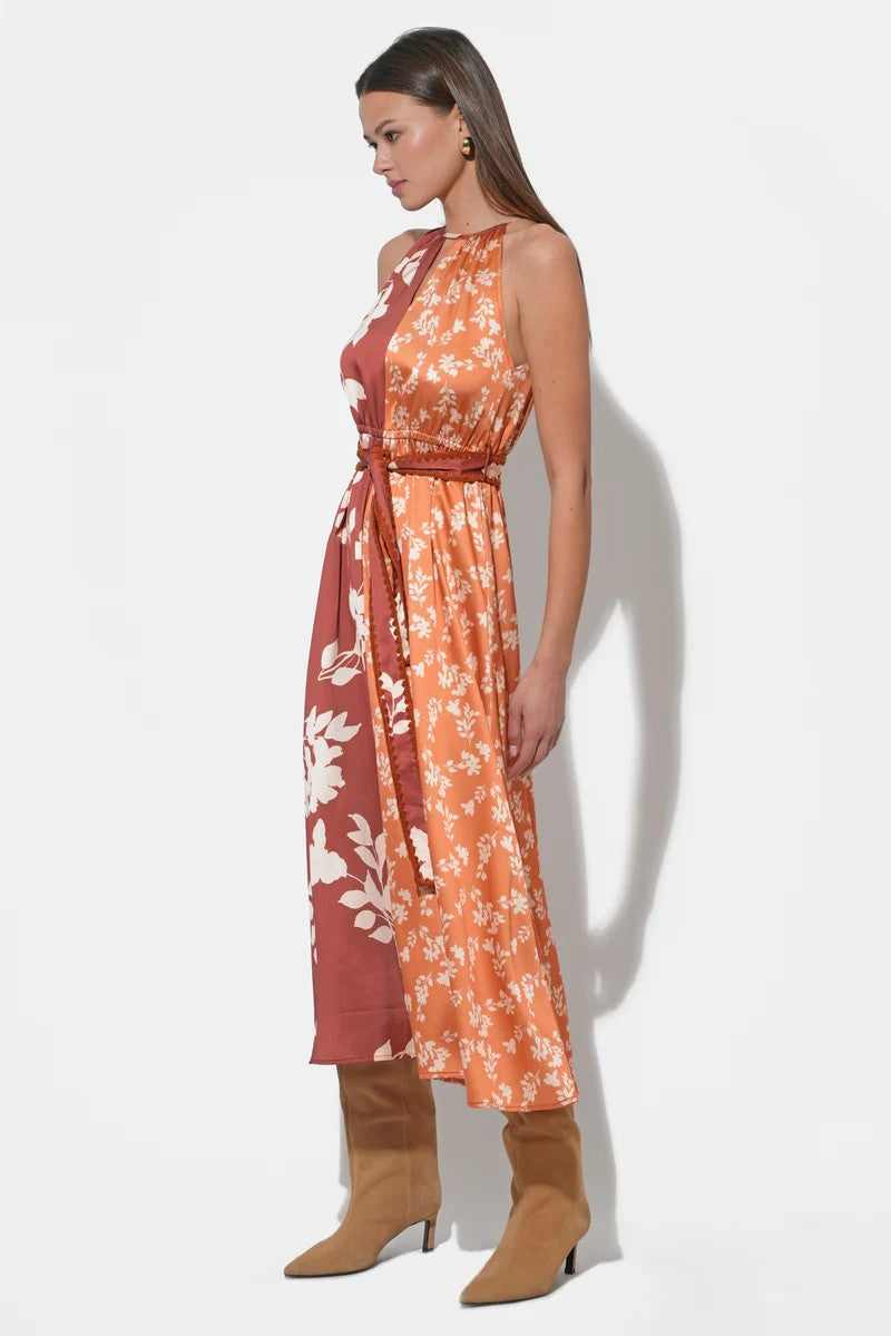 Marigold Brown Sandi Midi Dress