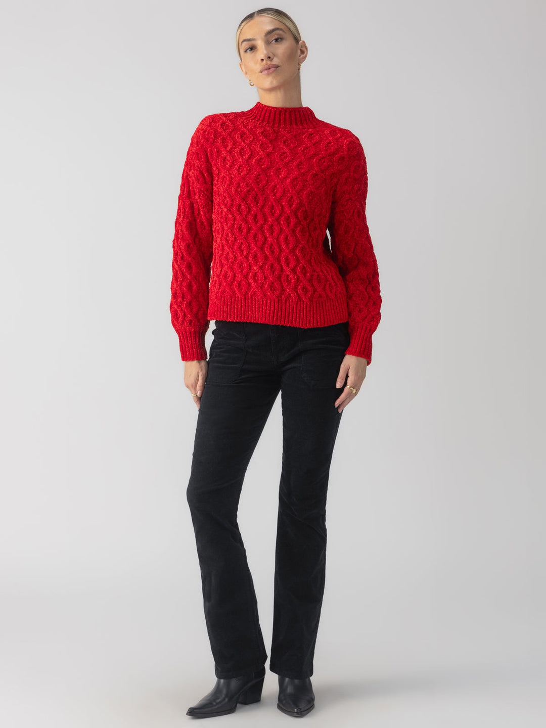 Mars Red Cable Chenille Sweater