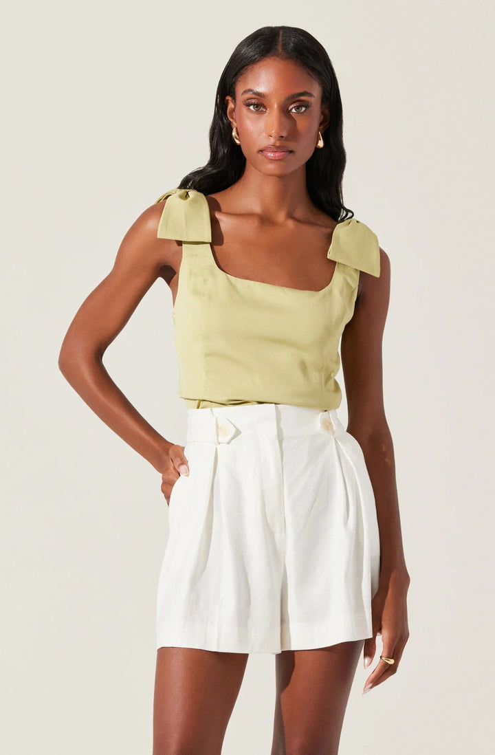 Matcha Bow Detail Sleeveless Jessica Top