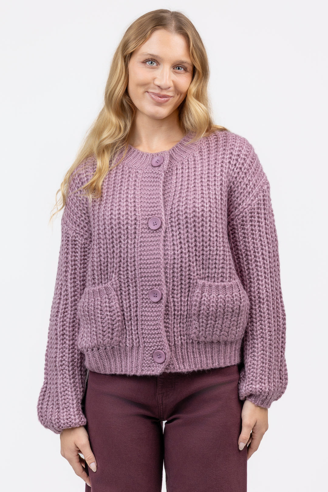 Mauve Loose Cardigan