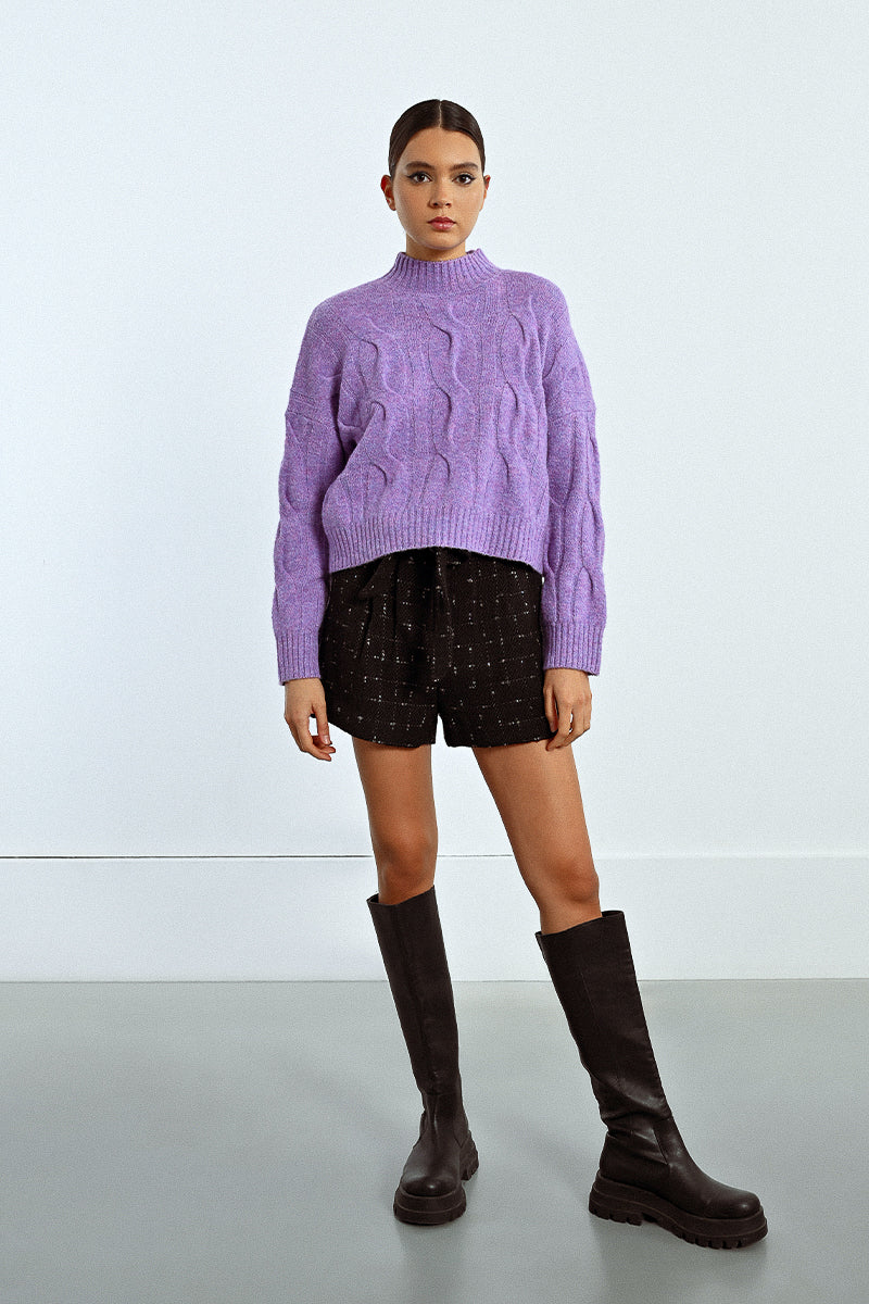 Mauve Cable Knit Sweater