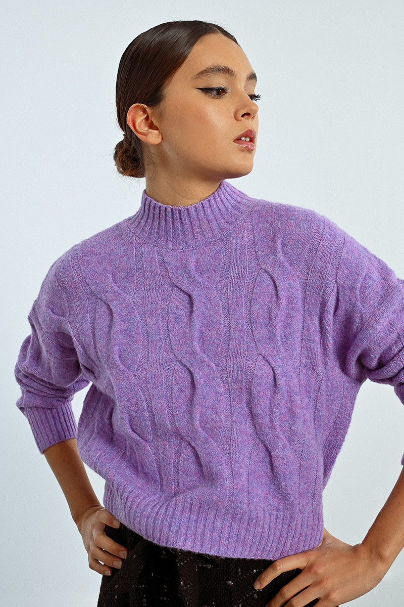Mauve Cable Knit Sweater