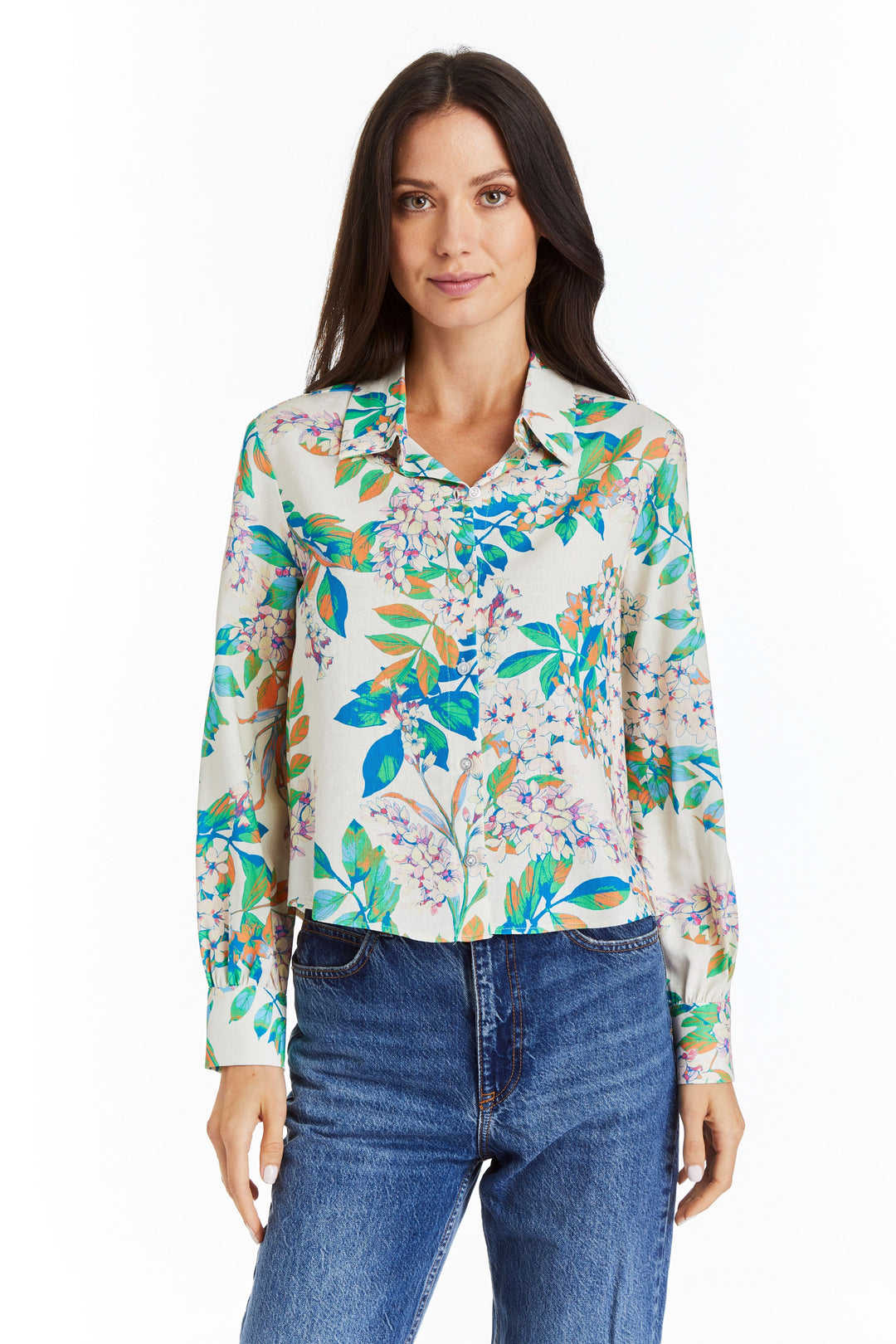 Meadow Multi Print Button Down Alexa Shirt