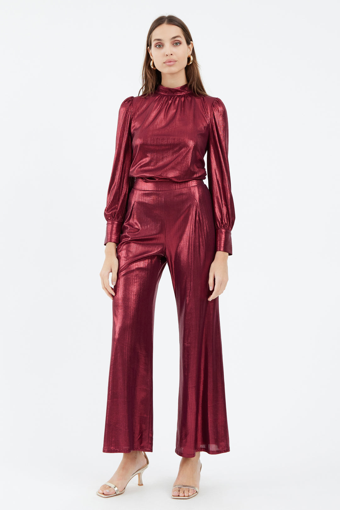 Merlot Metallic Wide Leg Rory Pant