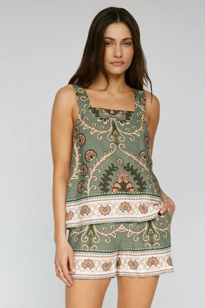 Mezzo Sage Button Back Cami