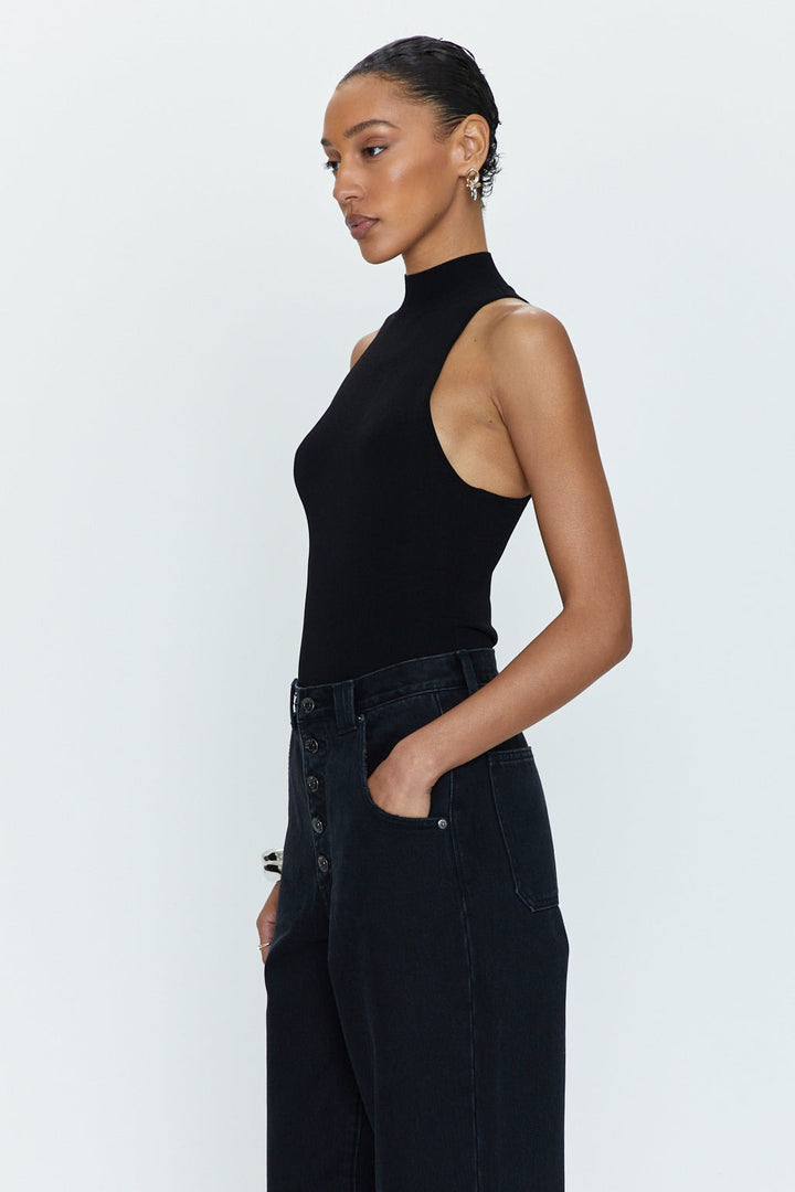 Midnight Black Mock Neck Janessa Bodysuit